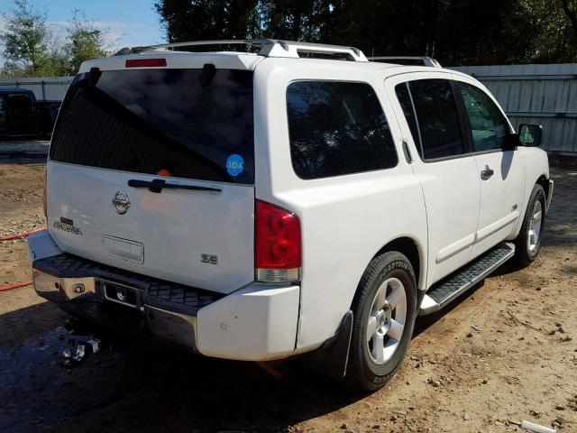 5N1AA08A05N739681 - 2005 NISSAN ARMADA SE WHITE photo 4