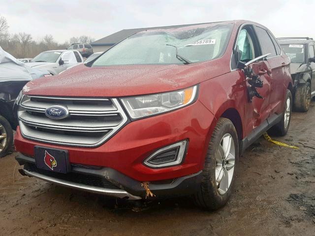 2FMTK3J81FBC11112 - 2015 FORD EDGE SEL RED photo 2