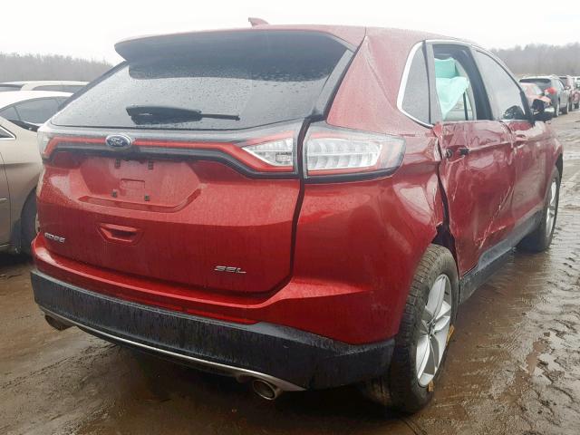 2FMTK3J81FBC11112 - 2015 FORD EDGE SEL RED photo 4