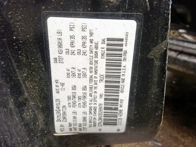 1D7HL38N33S209470 - 2003 DODGE DAKOTA QUA BLACK photo 10