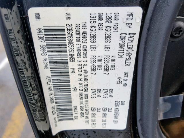 2C8GM68465R518459 - 2005 CHRYSLER PACIFICA T BLACK photo 10