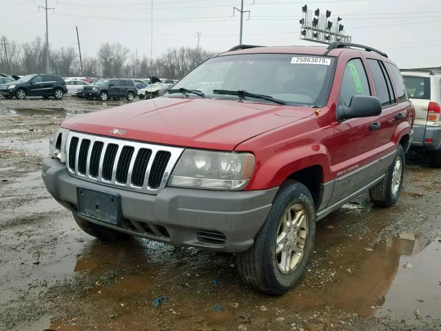 1J4GW48S32C284696 - 2002 JEEP GRAND CHER RED photo 2