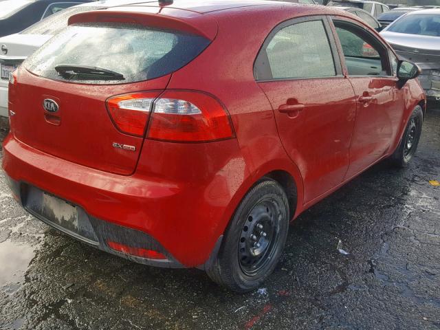 KNADN5A30D6222997 - 2013 KIA RIO EX RED photo 4