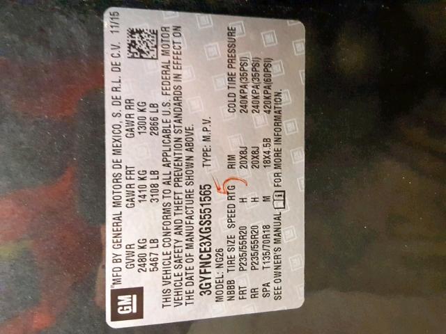 3GYFNCE3XGS551565 - 2016 CADILLAC SRX PERFOR 灰色 照片 10