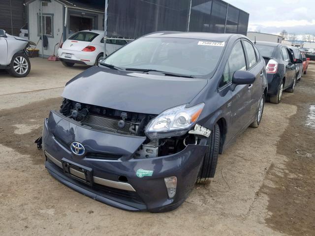 JTDKN3DP7E3061466 - 2014 TOYOTA PRIUS PLUG GRAY photo 2