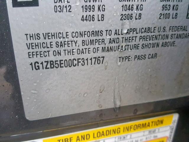 1G1ZB5E00CF311767 - 2012 CHEVROLET MALIBU LS BLUE photo 10