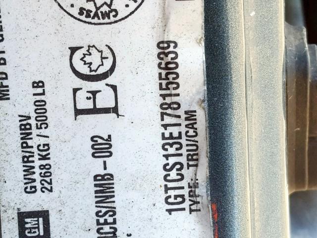 1GTCS13E178155639 - 2007 GMC CANYON TURQUOISE photo 10