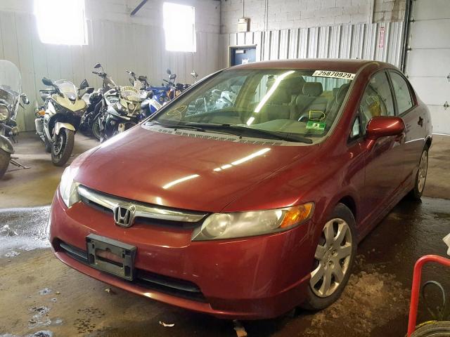 2HGFA16598H537233 - 2008 HONDA CIVIC LX MAROON photo 2