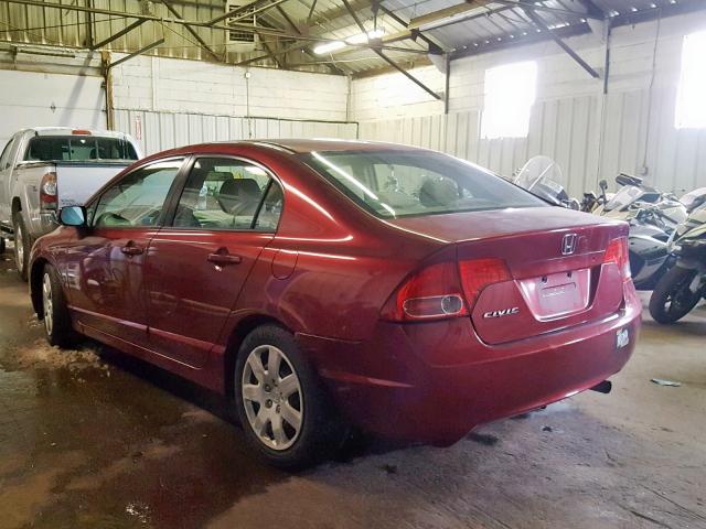 2HGFA16598H537233 - 2008 HONDA CIVIC LX MAROON photo 3