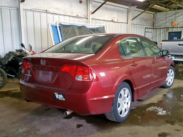 2HGFA16598H537233 - 2008 HONDA CIVIC LX MAROON photo 4