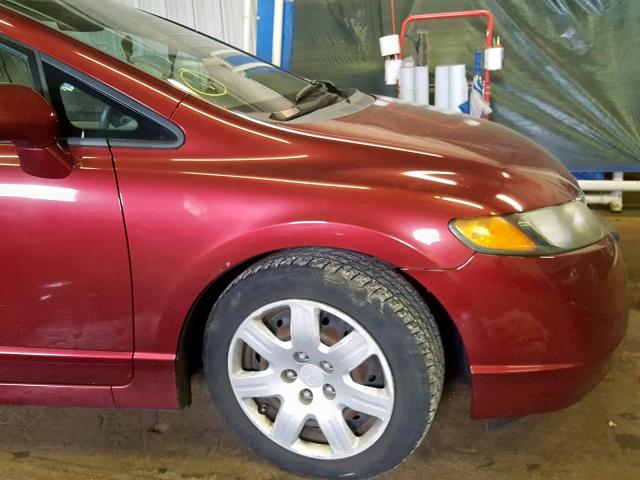 2HGFA16598H537233 - 2008 HONDA CIVIC LX MAROON photo 9