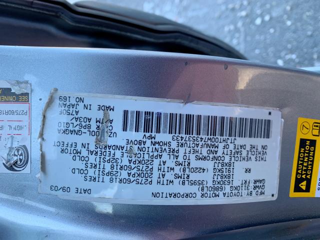 JTJHT00W743537433 - 2004 LEXUS LX 470 BLUE photo 10