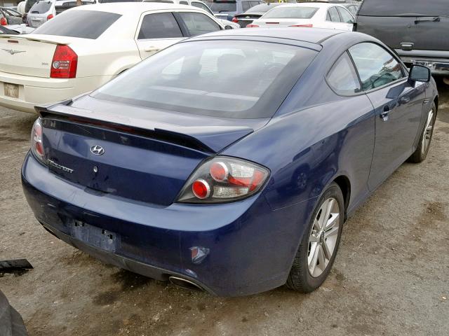 KMHHM66D77U237720 - 2007 HYUNDAI TIBURON GS BLUE photo 4