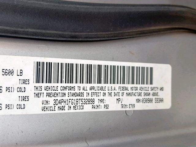 3D4PH1FG1BT532898 - 2011 DODGE JOURNEY MA SILVER photo 10