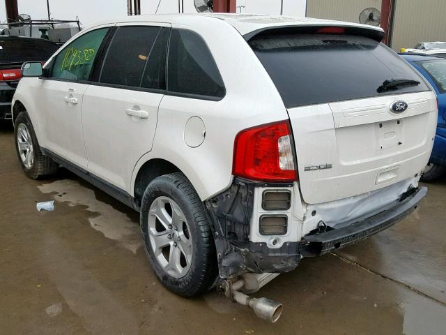 2FMDK3JC4DBA08432 - 2013 FORD EDGE SEL WHITE photo 3