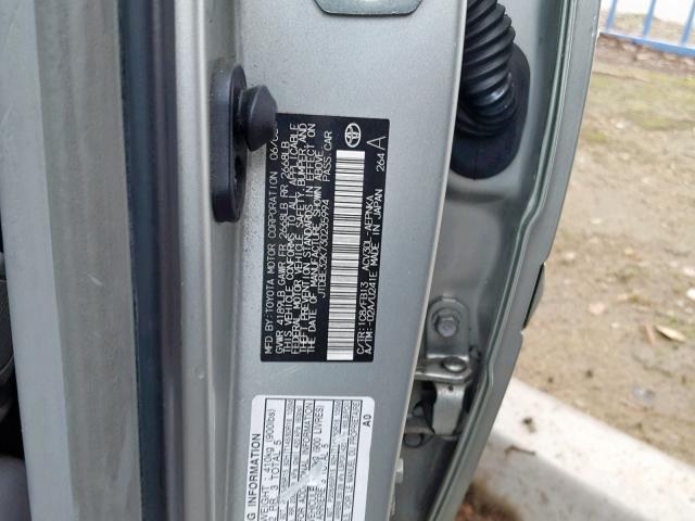 JTDBE32K730235994 - 2003 TOYOTA CAMRY LE SILVER photo 10