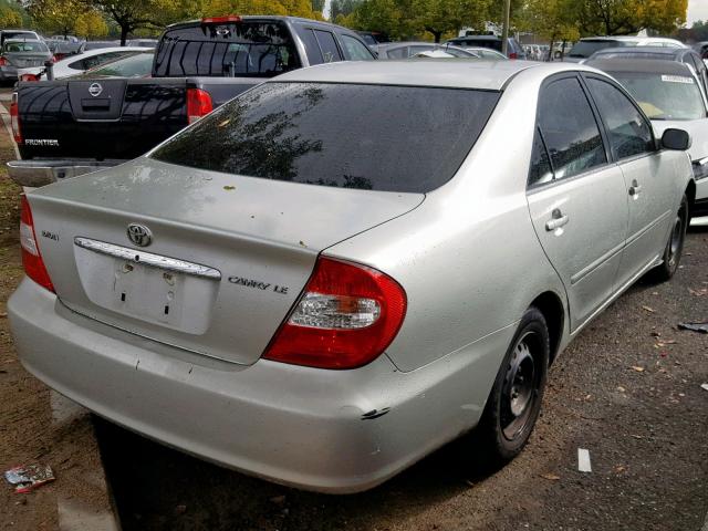 JTDBE32K730235994 - 2003 TOYOTA CAMRY LE SILVER photo 4