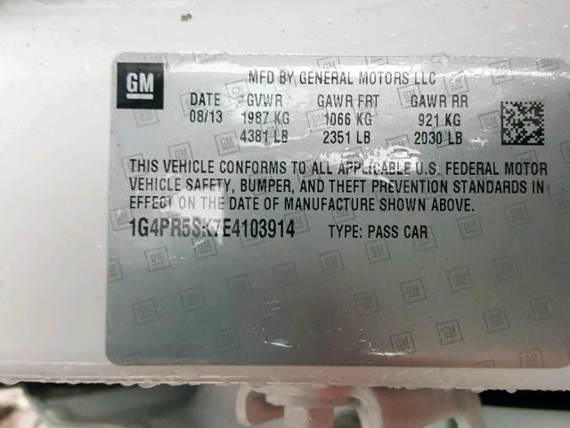 1G4PR5SK7E4103914 - 2014 BUICK VERANO CON WHITE photo 10