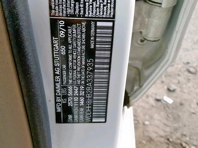 WDDHH8HB2BA337935 - 2011 MERCEDES-BENZ E 350 4MAT WHITE photo 10