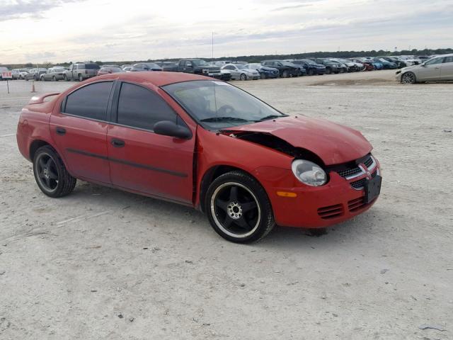 1B3ES26C15D113275 - 2005 DODGE NEON BASE RED photo 1