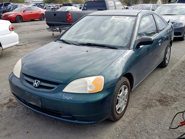 1HGEM22271L080418 - 2001 HONDA CIVIC DX GREEN photo 2