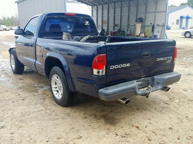 1D7FL16XX3S294632 - 2003 DODGE DAKOTA SXT BLUE photo 3