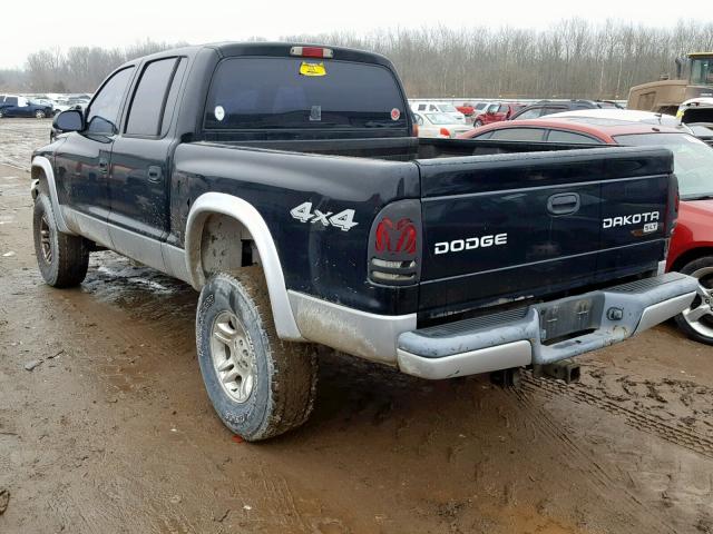 1D7HG48N33S220334 - 2003 DODGE DAKOTA QUA BLACK photo 3