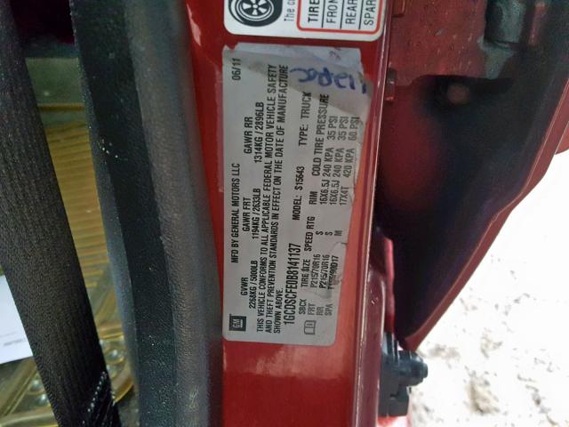 1GCDSCFE0B8141137 - 2011 CHEVROLET COLORADO L BURGUNDY photo 10