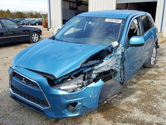 4A4AP3AUXEE004692 - 2014 MITSUBISHI OUTLANDER BLUE photo 2