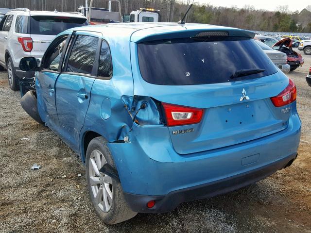 4A4AP3AUXEE004692 - 2014 MITSUBISHI OUTLANDER BLUE photo 3