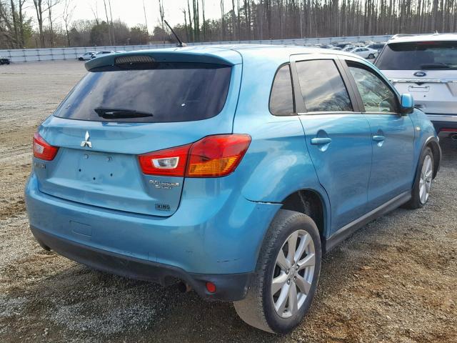 4A4AP3AUXEE004692 - 2014 MITSUBISHI OUTLANDER BLUE photo 4