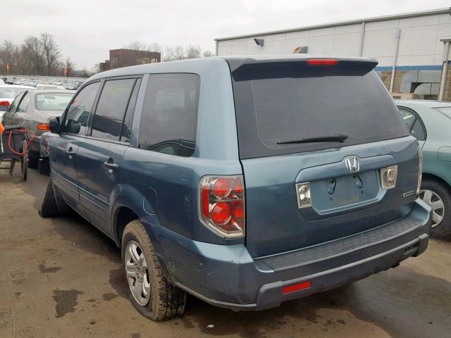 2HKYF18157H506165 - 2007 HONDA PILOT LX BLUE photo 3