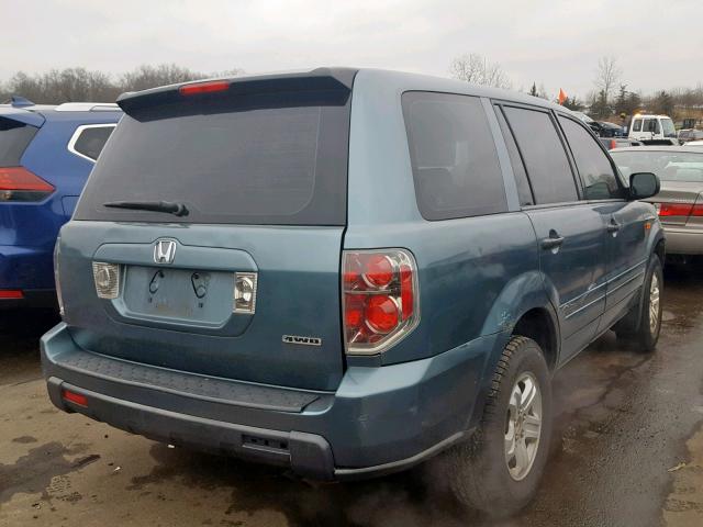 2HKYF18157H506165 - 2007 HONDA PILOT LX BLUE photo 4