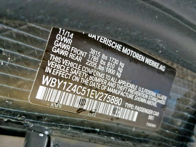 WBY1Z4C51EV275880 - 2014 BMW I3 REX Qəhvəyi foto 10