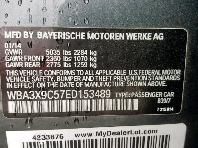 WBA3X9C57ED153489 - 2014 BMW 335 XIGT SILVER photo 10