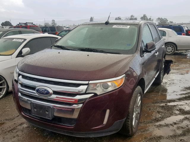 2FMDK3JC9BBB07969 - 2011 FORD EDGE SEL RED photo 2