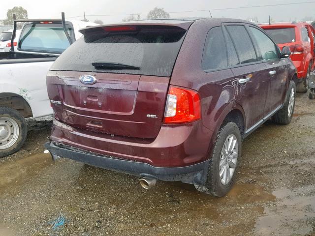 2FMDK3JC9BBB07969 - 2011 FORD EDGE SEL RED photo 4