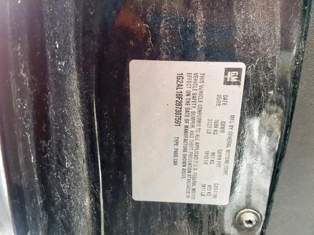 1G2AL18F287307591 - 2008 PONTIAC G5 BLACK photo 10