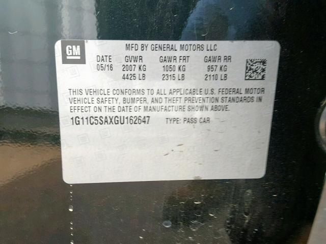 1G11C5SAXGU162647 - 2016 CHEVROLET MALIBU LIM 黑色 照片 10