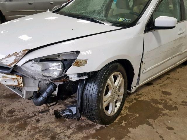 1HGCM56717A154158 - 2007 HONDA ACCORD EX WHITE photo 9