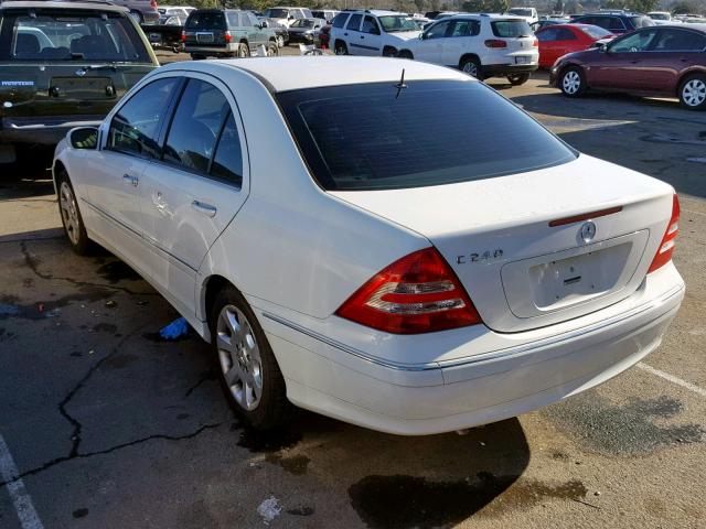 WDBRF61J05A701850 - 2005 MERCEDES-BENZ C 240 WHITE photo 3