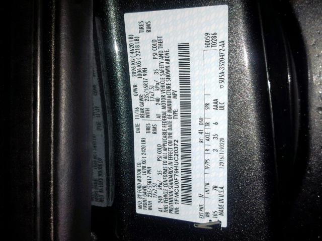 1FMCU0F79HUC20372 - 2017 FORD ESCAPE S CHARCOAL photo 10