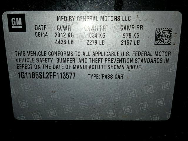 1G11B5SL2FF113577 - 2015 CHEVROLET MALIBU LS BLACK photo 10