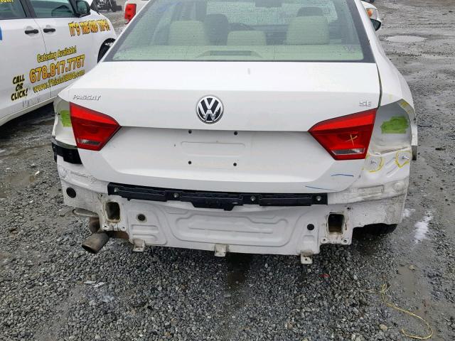 1VWBH7A37CC049358 - 2012 VOLKSWAGEN PASSAT SE WHITE photo 9