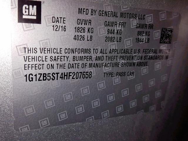 1G1ZB5ST4HF207658 - 2017 CHEVROLET MALIBU LS Gümüş foto 10