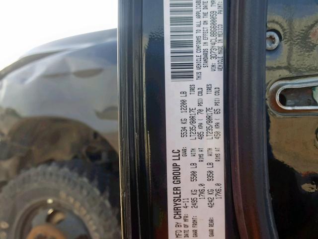 3D73Y4CL8BG600059 - 2011 DODGE RAM 3500 BLACK photo 10