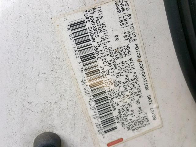 JT6GF10U7Y0056946 - 2000 LEXUS RX 300 CREAM photo 10