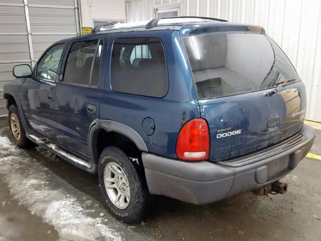 1D4HS38N83F621764 - 2003 DODGE DURANGO SP BLUE photo 3