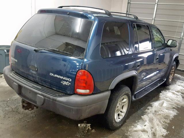 1D4HS38N83F621764 - 2003 DODGE DURANGO SP BLUE photo 4