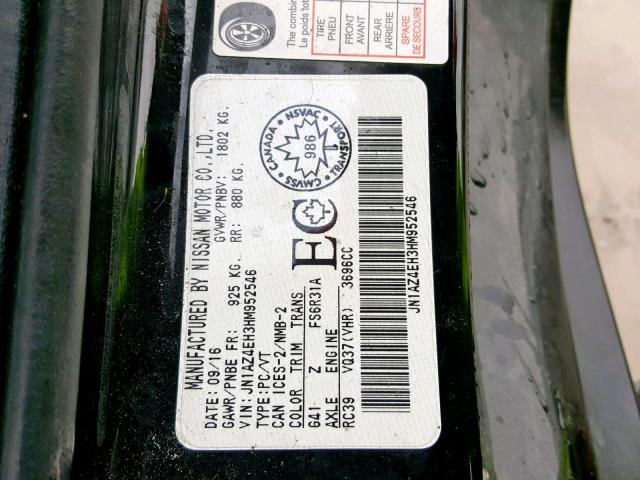 JN1AZ4EH3HM952546 - 2017 NISSAN 370Z BASE BLACK photo 10